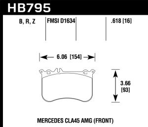 Mercedes-Benz GLA Class Brake Pads - Front - Hawk Performance - HPS 5.0 - `15-`17 Mercedes-Benz GLA Class Brake Pads - Front - Hawk Performance - HPS 5.0 - `15-`17